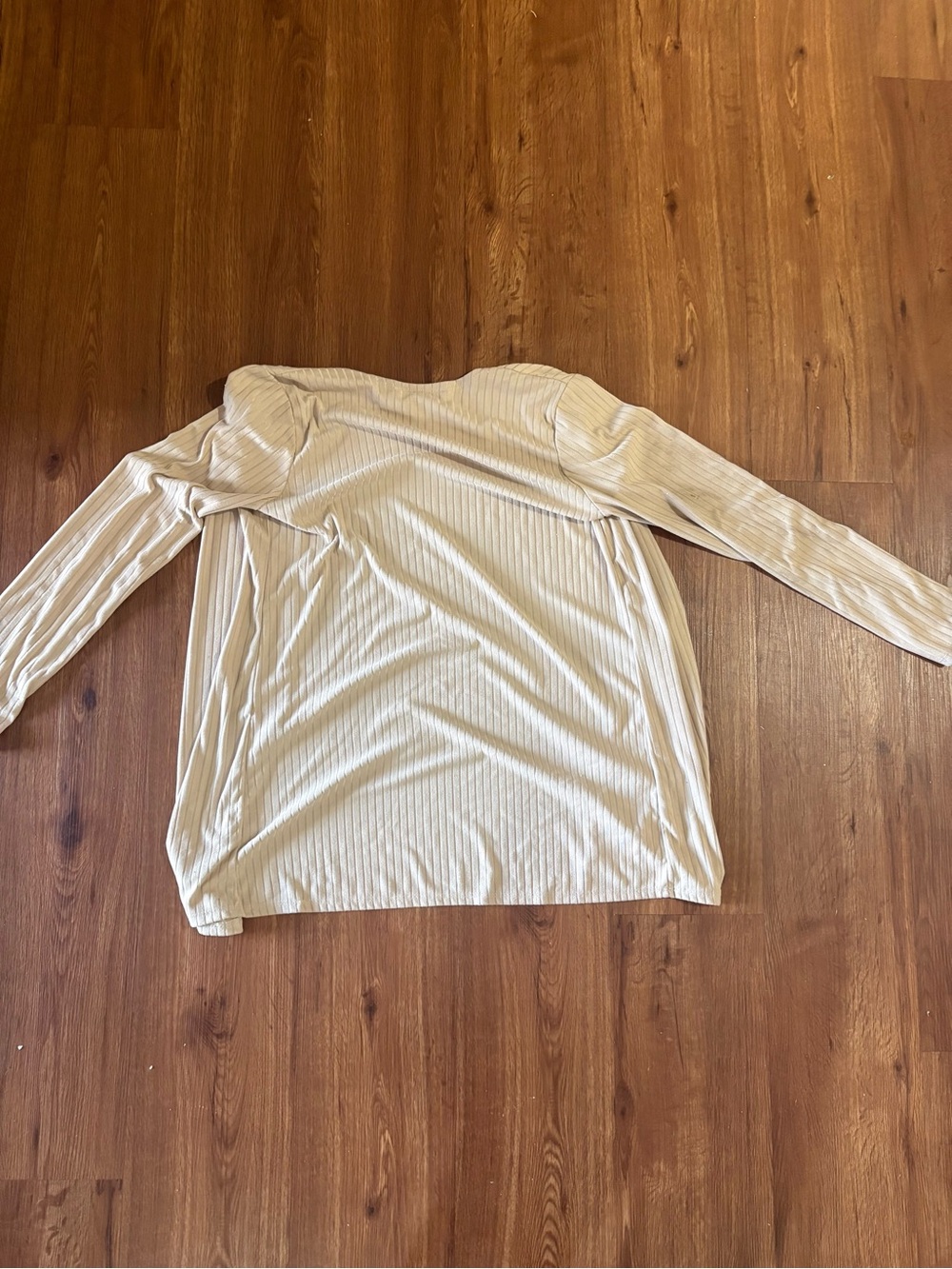 Light Beige Ribbed Open-Front Cardigan - Picture 3 of 3